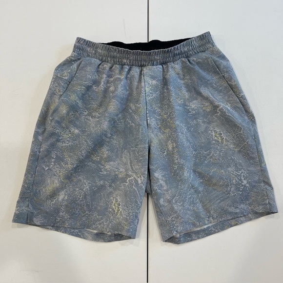 SOLD Lululemon Channel  Cross Swim Short 7" Lined Stratus Chambray Gray Blue Men - Picture 1 of 12